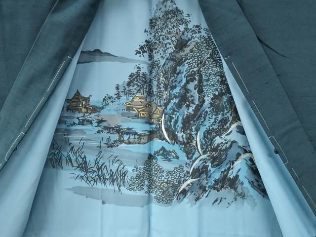 平和屋着物○男性 紬 アンサンブル 色無地 留紺色 正絹 逸品 CAAS0257th