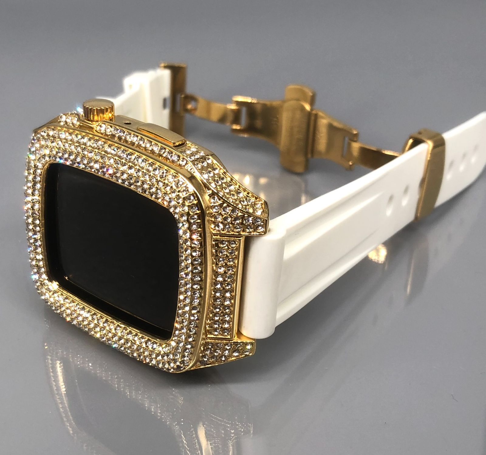 GimelZayin ホワイトゴールド☆アップルウォッチ ステンレス カバー 
