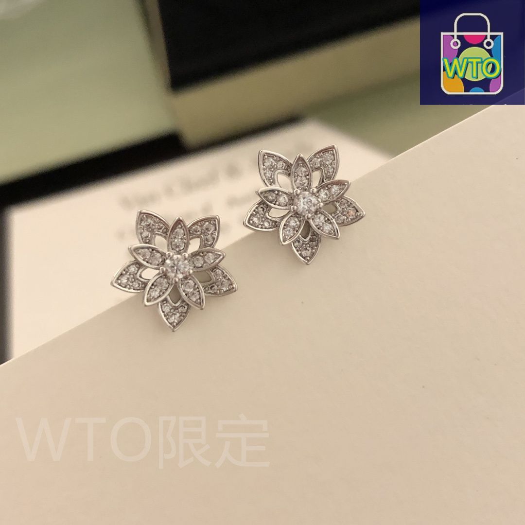 ?Vca Van Cleef - Arpels ロータス中空イヤリング ミニスタイル フル ダイヤモンド ロータス シングルフラワー イヤリング｜ ｜ ♥