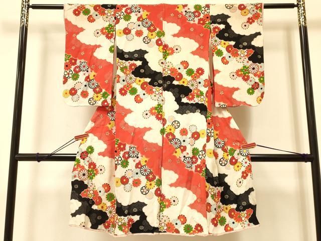 Prices down2）正絹 小紋 反物 着物「柿渋染め 更紗」日本製