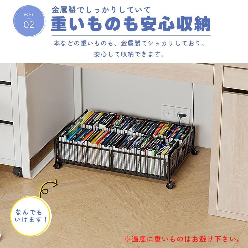 ベッド下収納ボックス キャスター付き 2カラー ブラック ホワイト 薄型