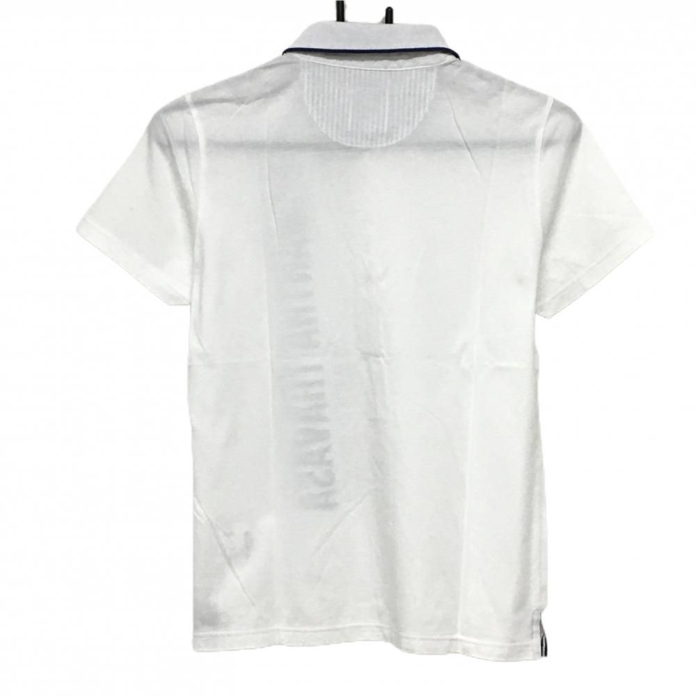 超美品】サマンサタバサ№7 半袖ポロシャツ 白×ネイビー ロゴプリント