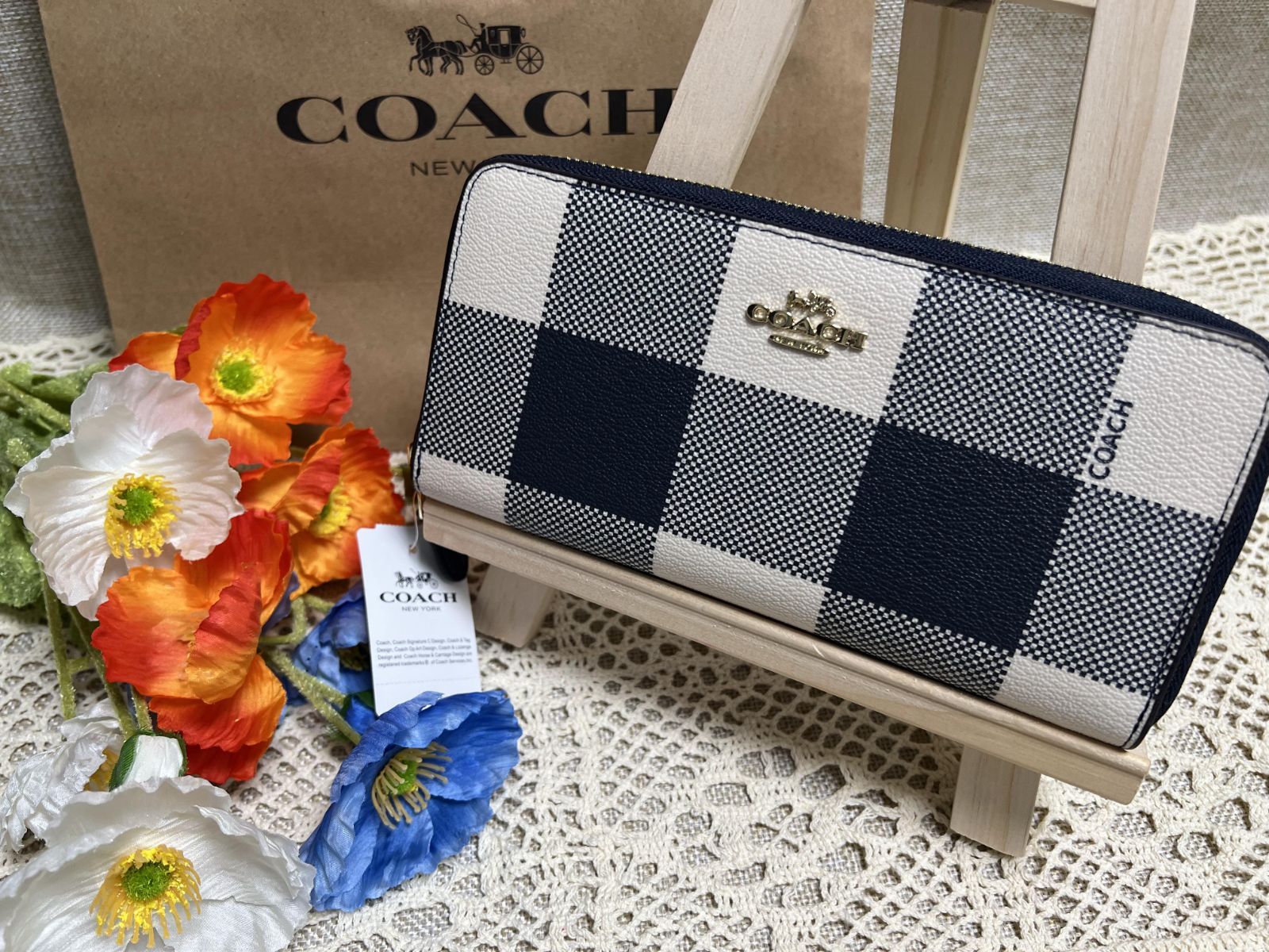 格安公式サイト COACH コーチ オーナメント プリント ジップアラウンド