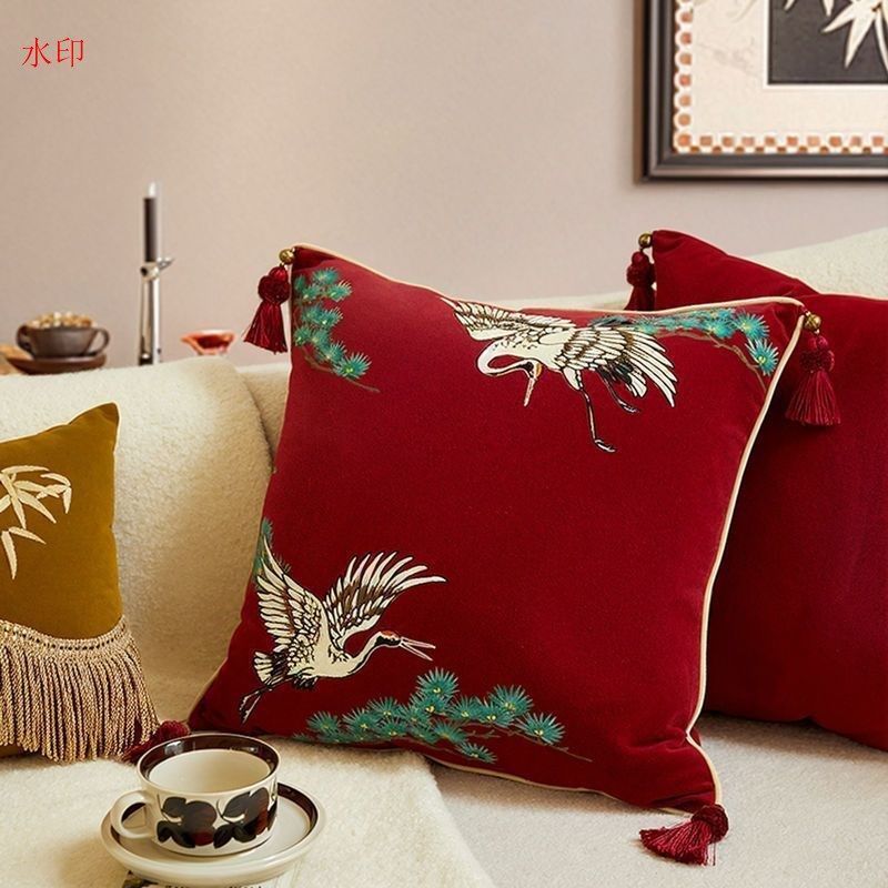 アートソファ抱き枕雲中仙鶴シリーズ刺繍 フランス風雰囲気中国風レトロ軽奢枕