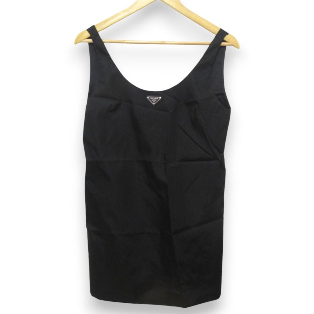 極美品１度使用のみプラダrenylonナイロンミニワンピース36 未使用 23SS PRADA プラダ Re-Nylon mini-dress ロゴプレート ナイロン