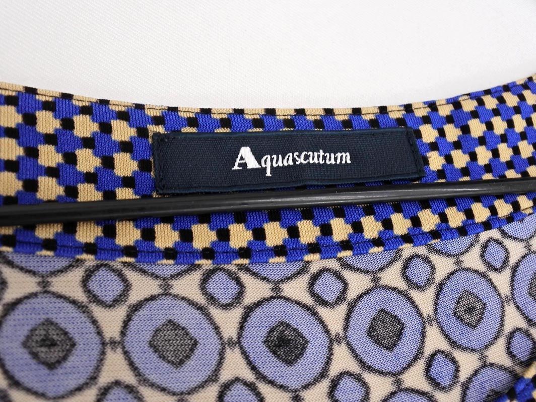 Aquascutum アクアスキュータム 総柄 Aライン ワンピース size8/ベージュ ■◇ レディース