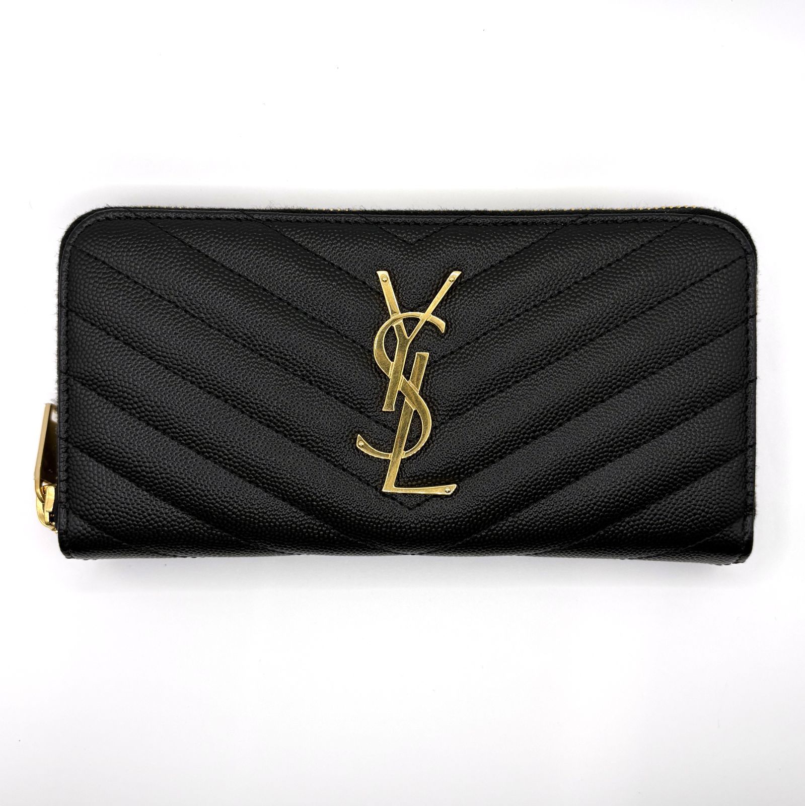 A 長財布 プル YSL カサンドラ レザー ブラック 美品】サンローラン 長財布 フラップ カサンドラ YSLロゴ金具 レザー