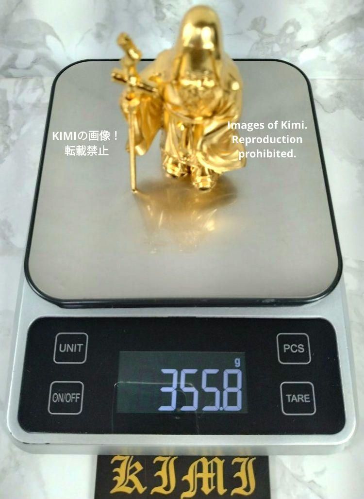 福禄寿 Fukurokuju 8.5cm 3.3inch 仏像 金メッキ/24金 仏師 牧田