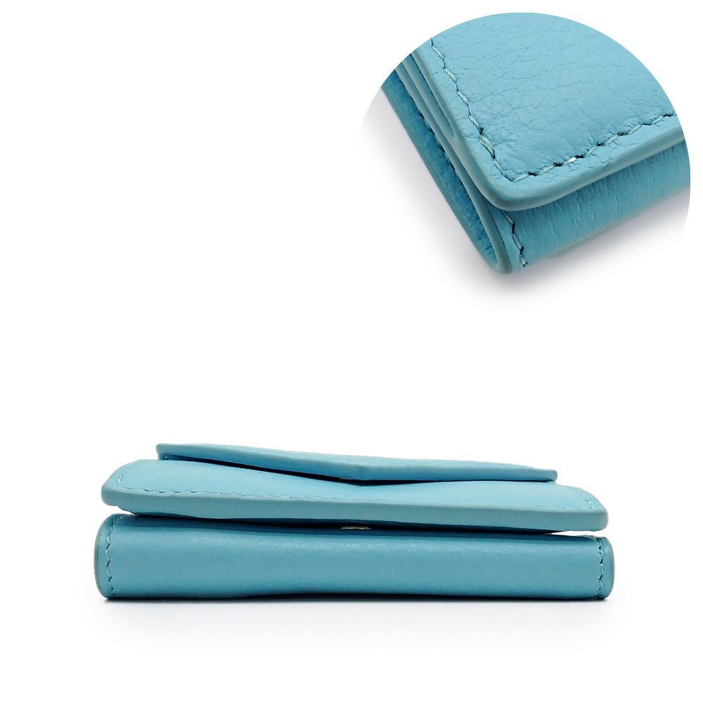 美品】バレンシアガ ペーパーミニウォレット 三つ折り財布 青 ブルー