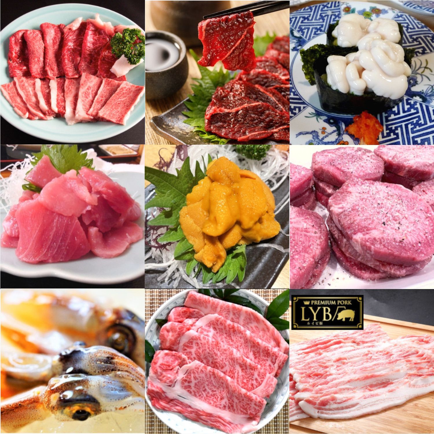 ショップ 訳あり【肉＆海鮮福袋】8品入り（黒毛和牛・天然まぐろ入り