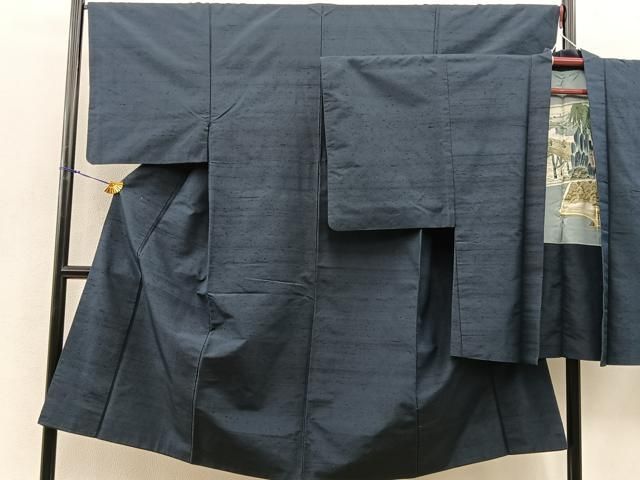 平和屋着物男性　髭紬　アンサンブル　霞文　正絹　逸品　BAAQ0412ct