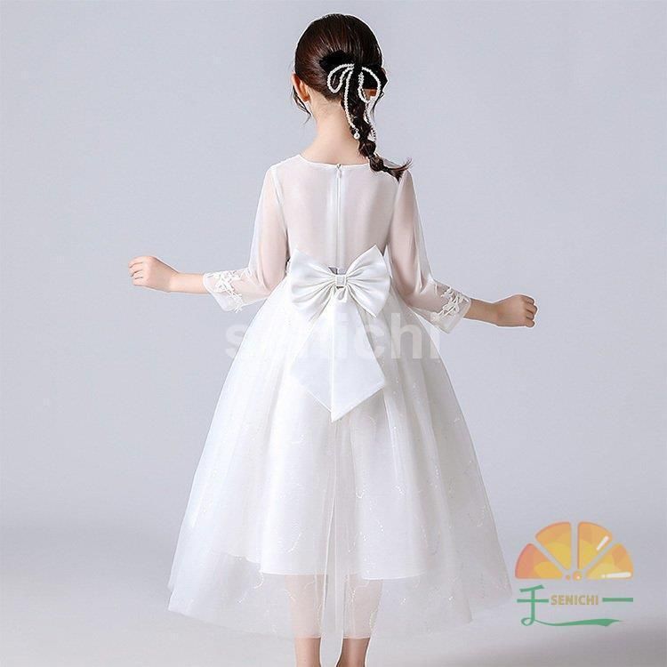【限定】子供ドレス ロングドレス ワンピース ドレス ロング 子どもドレス チュール レース フラワー 花嫁 フォーマル ジュニアドレス フォーマル 立ったまま調節