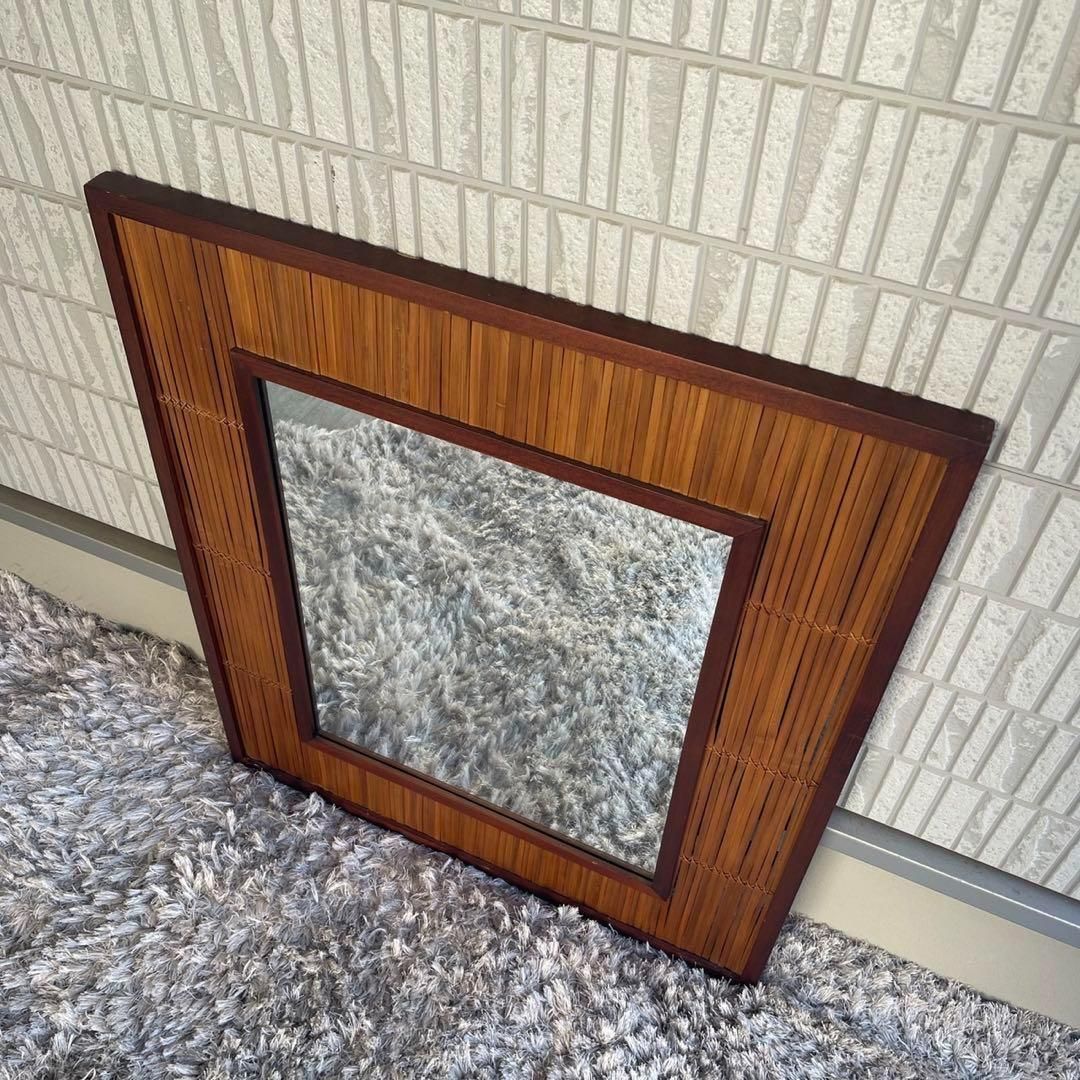 竹製 インテリア バンブー 鏡 壁掛け 立て掛け 昭和レトロ アジアンテイスト NEXPOTALLINN_EU