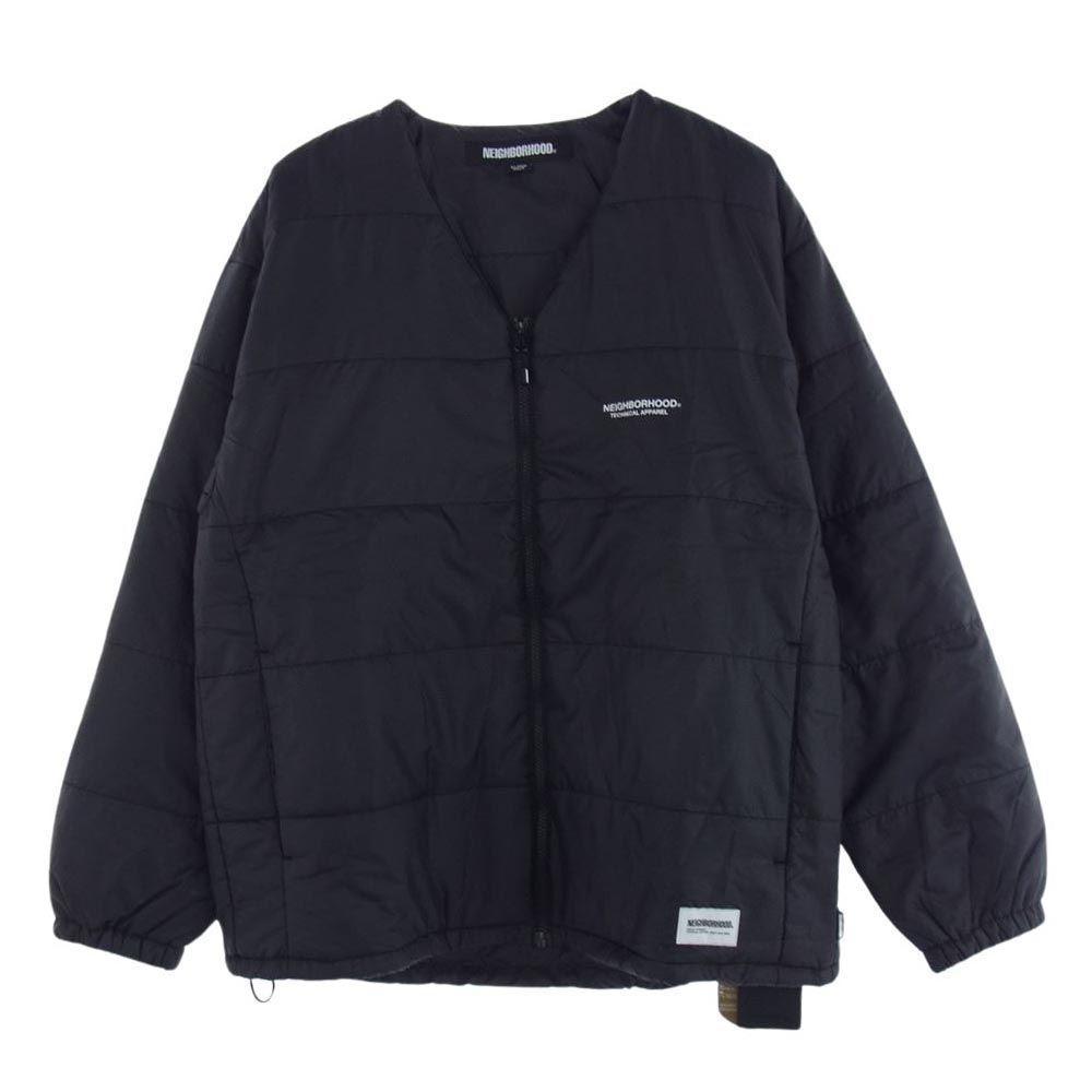 NEIGHBORHOOD ネイバーフッド 23AW 232TSNH-SHM05 Puff Shirt LS パフシャツ ロングスリーブ ノーカラー 中綿 ジップアップ ジャケット ブラック系 XL【新古品】【未使用】【中古】