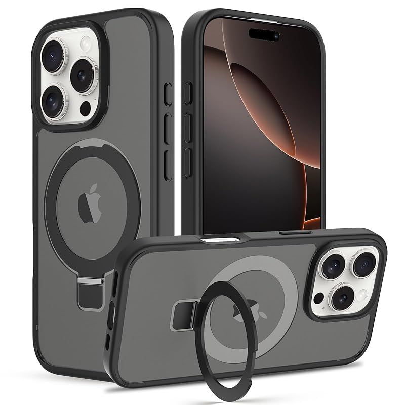 新品　iPhone 16 Pro ケース Magsafe対応 いPhone 16 Proケース スマホカバー ワイヤレス充電対応 Halbachマグネット搭載 スタンド機能 米軍MIL規格 耐衝撃 半透明 指紋防止 アイフォン 16 Proカバー PinLiS