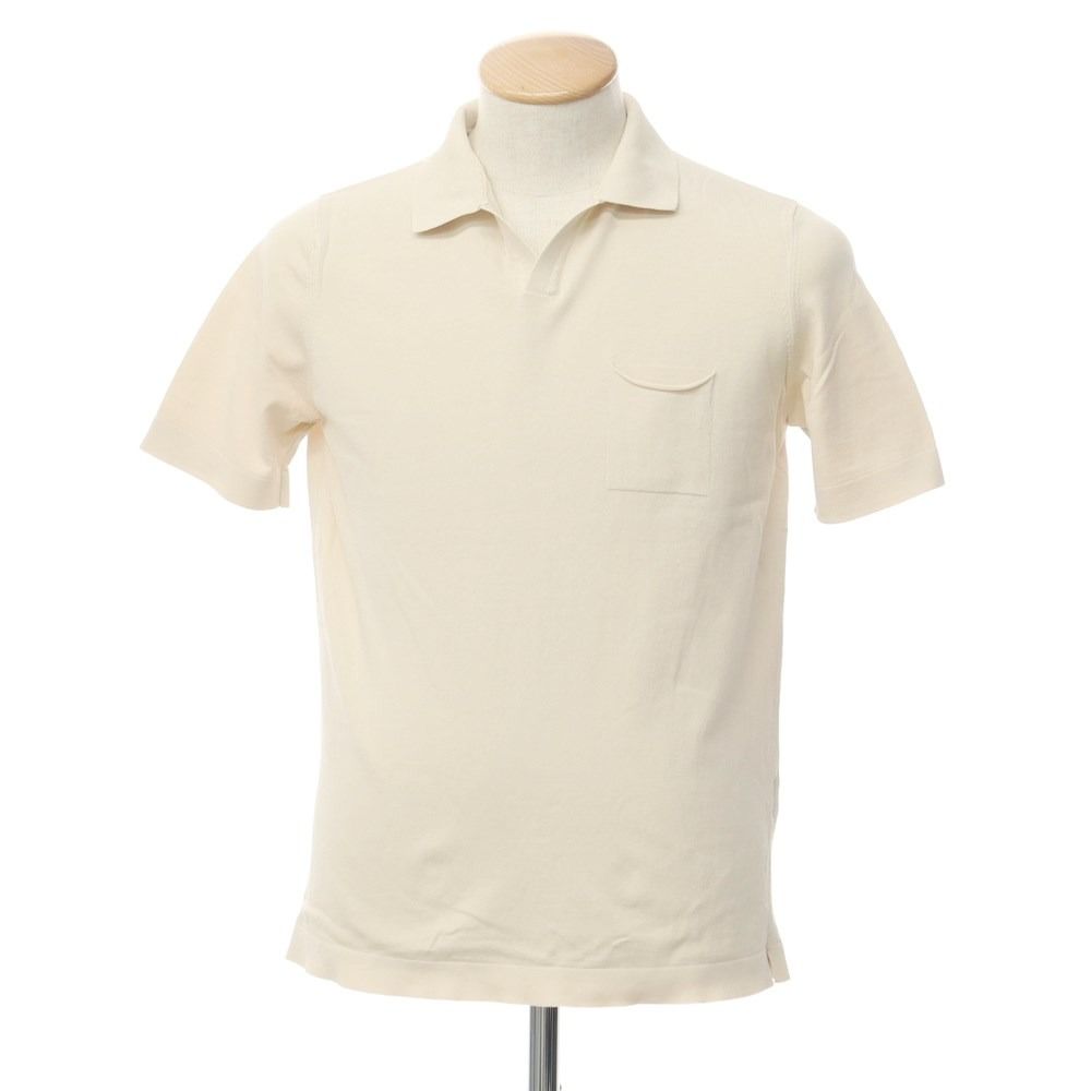 【中古】フィリッポ デ ローレンティス FILIPPO DE LAURENTIIS  コットン 半袖 スキッパー ポロニット ベージュ【サイズ46】【メンズ】