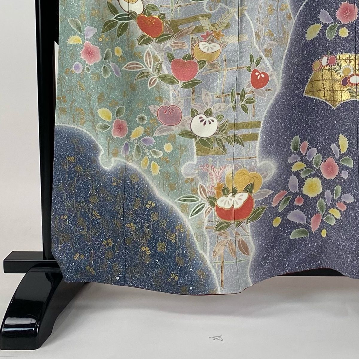振袖 身丈160.5cm 裄丈69.5cm L 袷 袋帯フルセット 橘 雪輪 金糸
