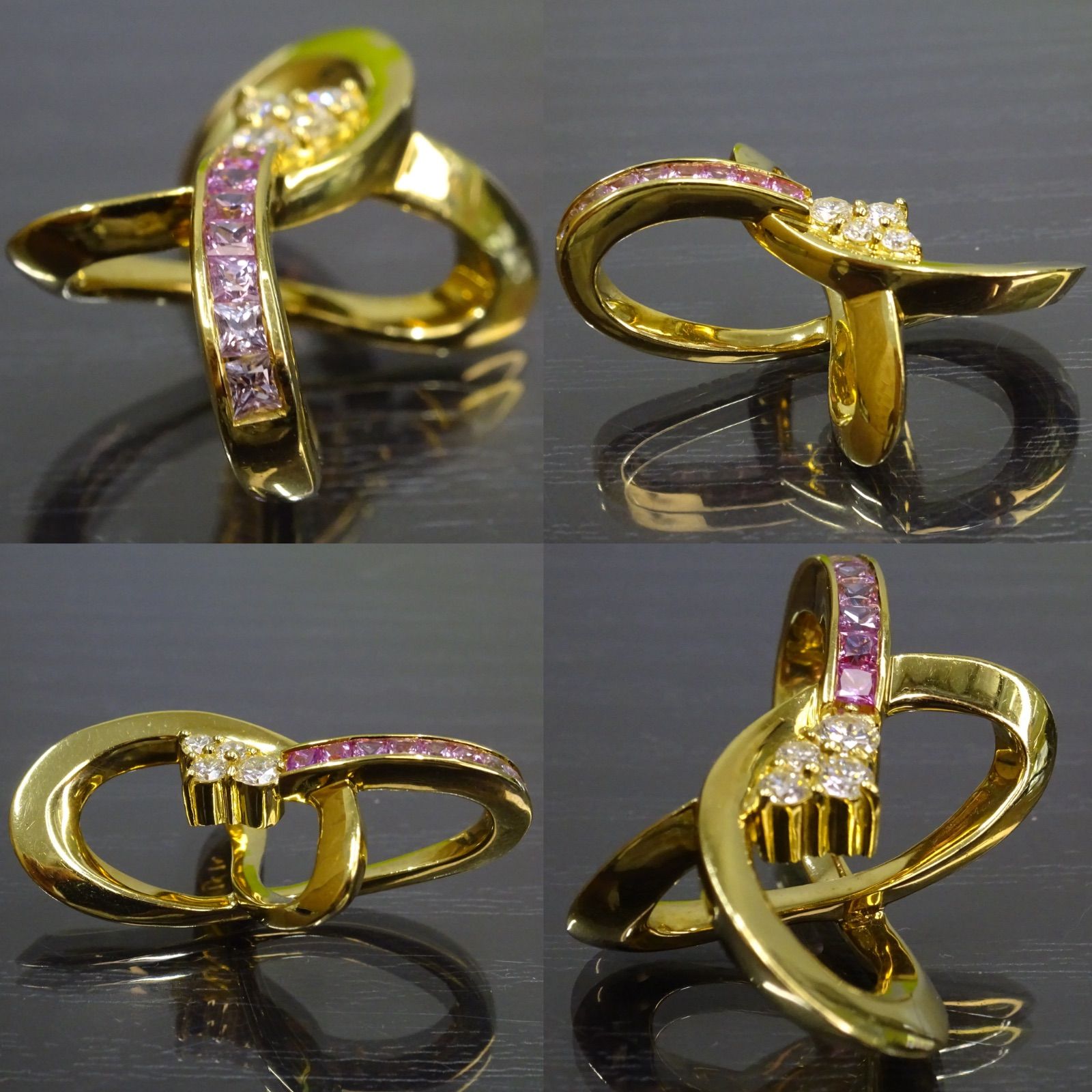 18金 ゴールド GOLD 750 K18 天然ピンクサファイア0.44ct 天然