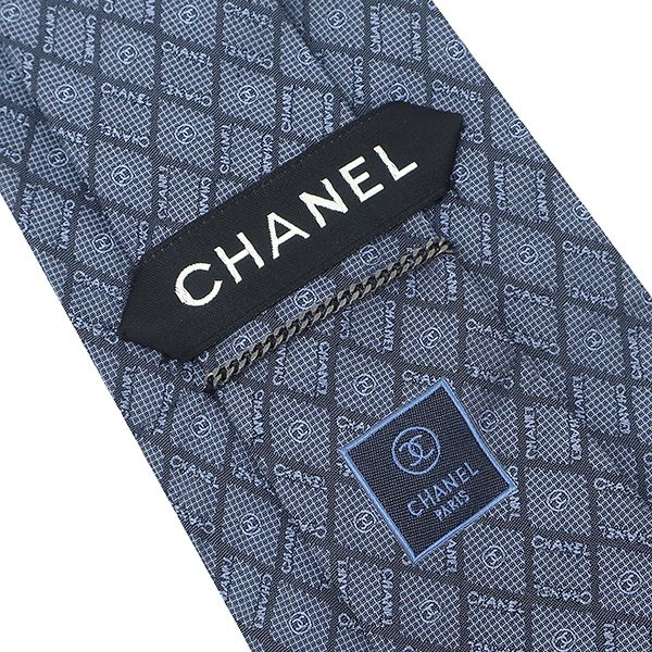シャネル CHANEL ネクタイ CHANELロゴ 9.5cm シルク ネイビー 紺 ココ