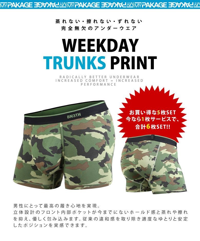 BN3TH MYPAKAGE 6枚セット マイパッケージ な福袋 BN3TH WEEKDAY TRUNKS PRINT トランクス 下着メンズ ブランド パンツ