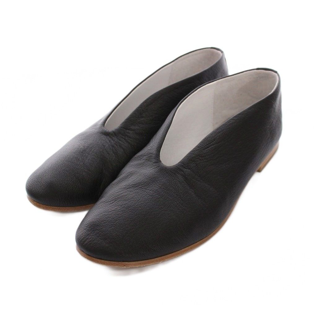 スイ SUI V BALLET バレエシューズ Vカット レザー 4.5 黒 YM