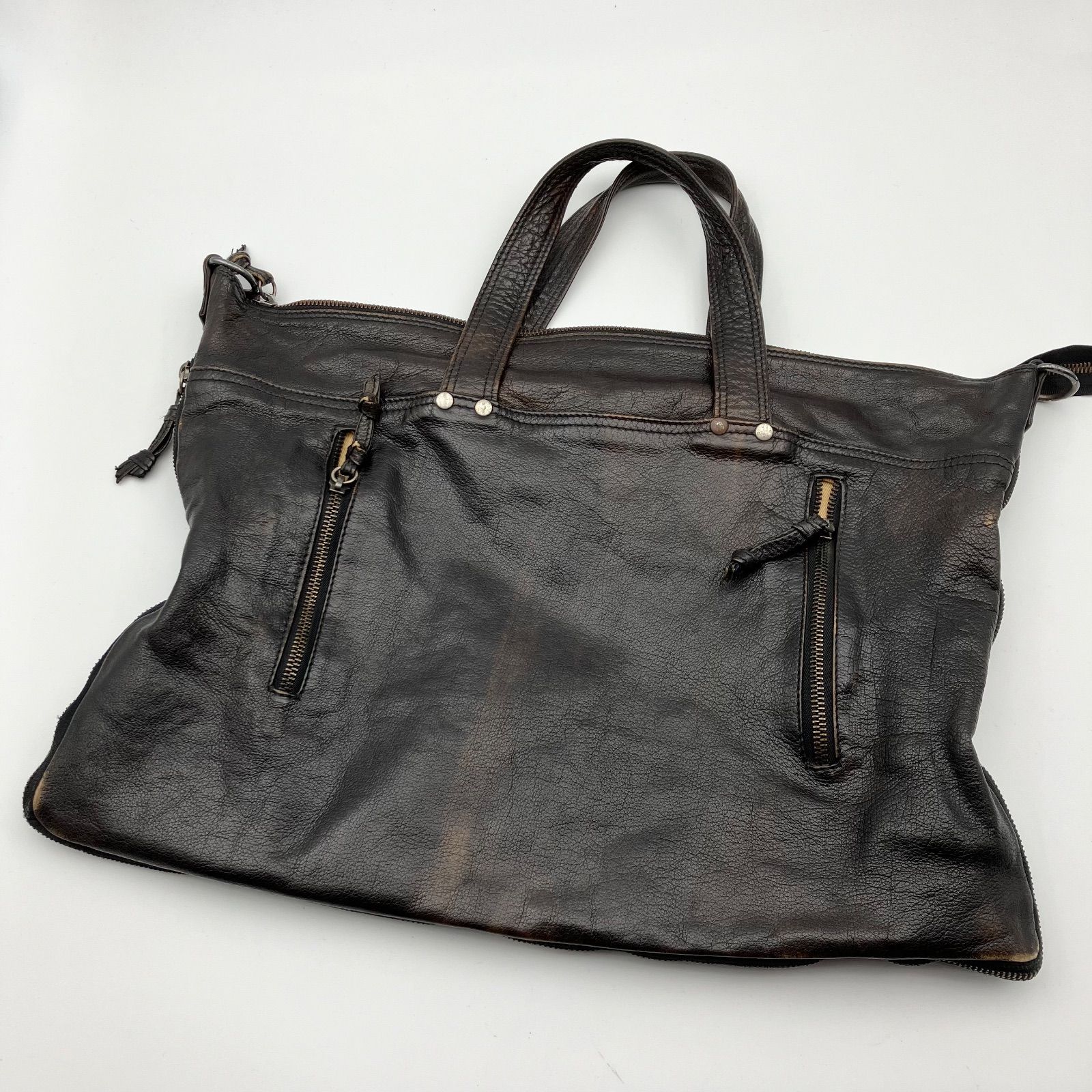 officine creative オフィチーネクリエイティブ レザー 本革 トートバッグ バッグ カバン 鞄 BAG メンズ ブラック 黒  SG77-19 - メルカリ
