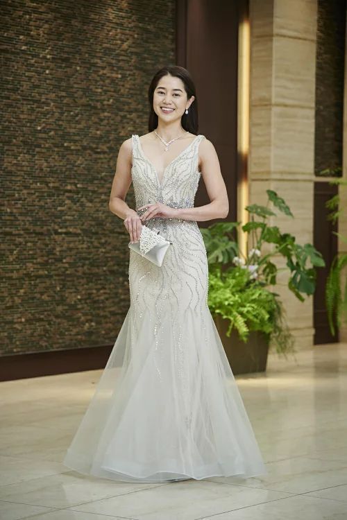 マーメイドラインドレス 長袖 フラワー ウェディングドレス 花嫁 結婚 
