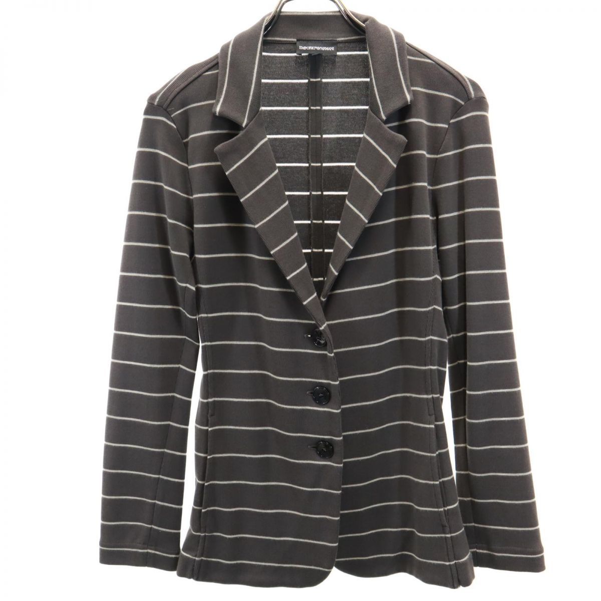 エンポリオアルマーニ ボーダー柄 テーラードジャケット 40 グレー