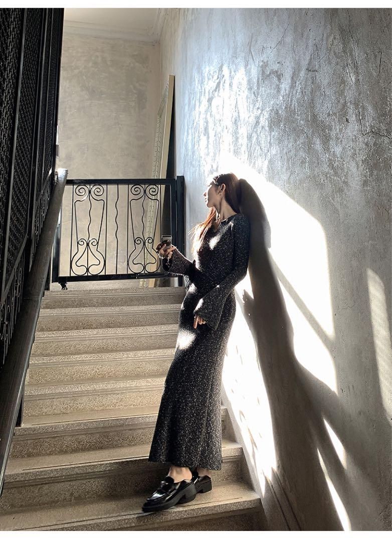 春ニットロングワンピース