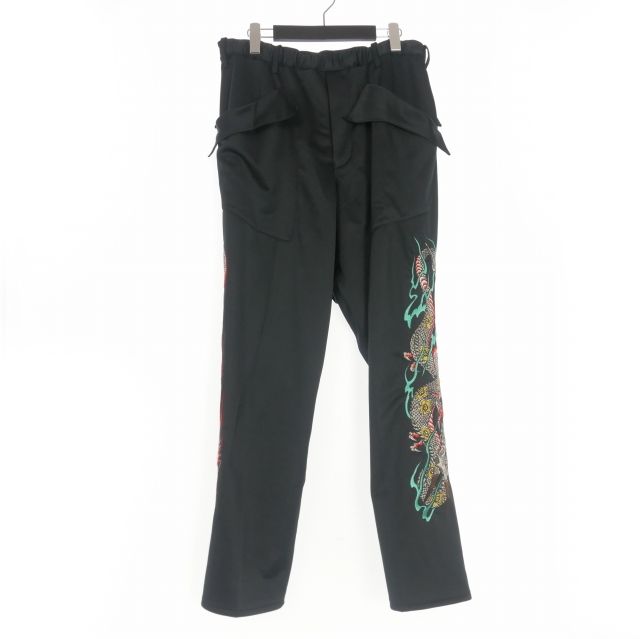 サルバム sulvam SHINY JERSEY EMBROIDERY PANTS パンツ スラックス 02 ブラック 黒 SS-P06-630