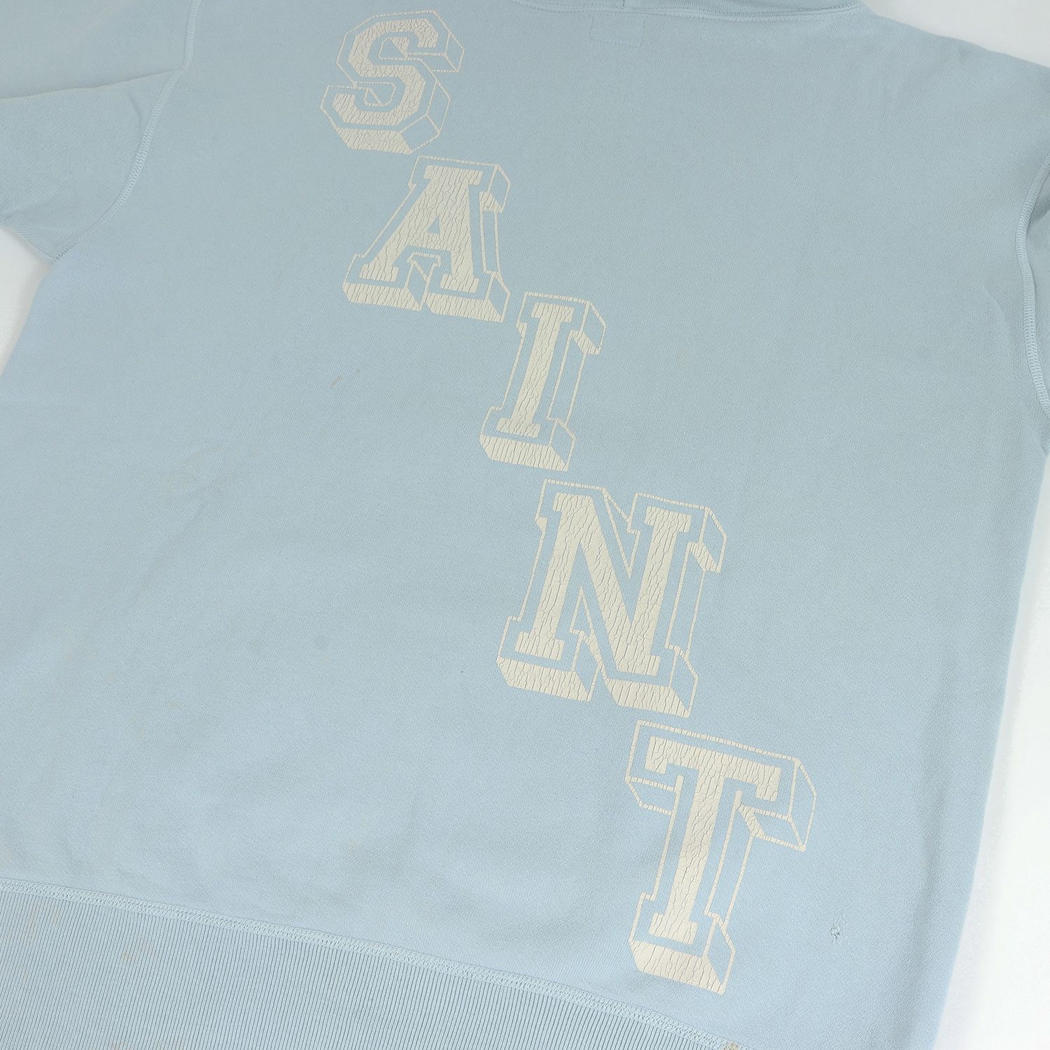 美品 SAINT MICHAEL セントマイケル パーカー ヴィンテージ加工 ビッグサイズ スウェットパーカー HOODIE ANGEL 21SS  サックス M トップス フーディー スウェットシャツ