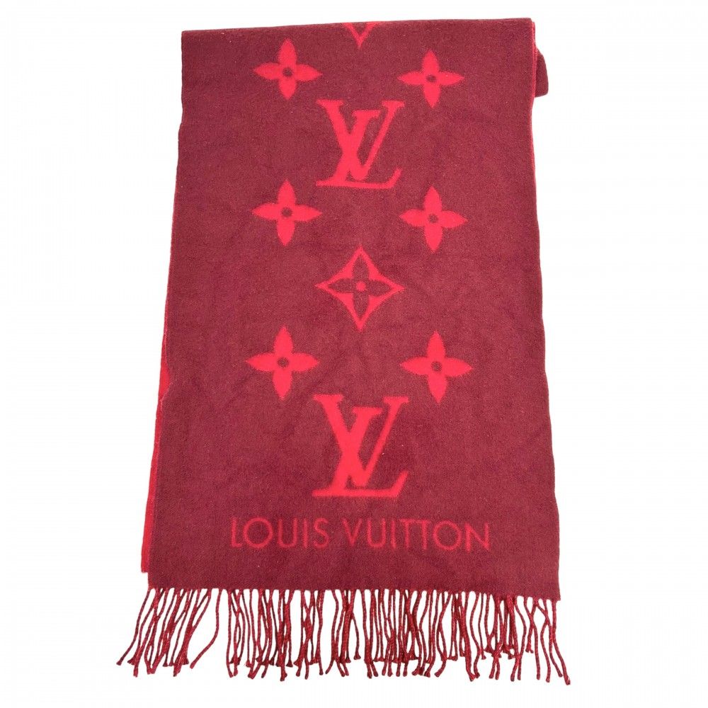 LOUIS VUITTON マフラー レッド M75505 中古・古着通販】LOUIS VUITTON (ルイ ヴィトン) マフラー