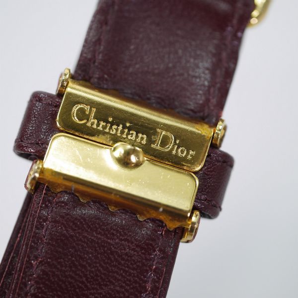 ディオール ロゴバックル ベルト レザー ボルドーレッド ゴールド Christian Dior ロゴバックル レザーベルト(ボルドー) - メルカリ