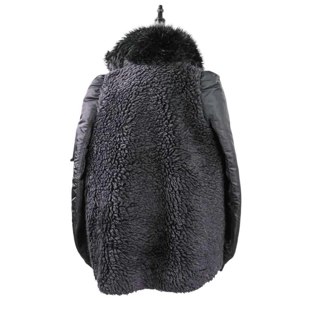 美品 21AW Sacai サカイ ボアドッキング MA-1 フェイクファー  