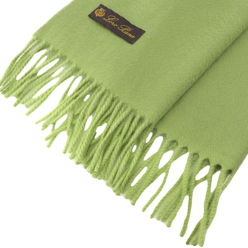 【美品】ロロピアーナ　カシミヤ100% マフラー　グリーン 極美品 ロロピアーナ カシミヤ100% マフラーストール グリーン