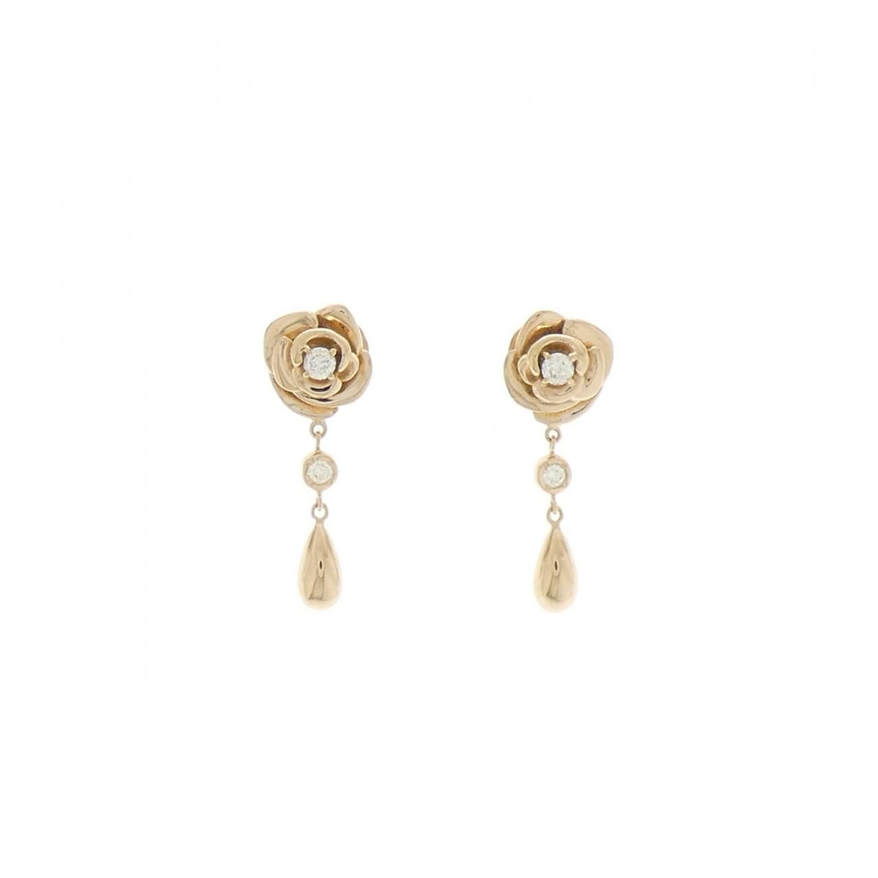 K18PG ローズ ダイヤモンド ピアス 0.10CT