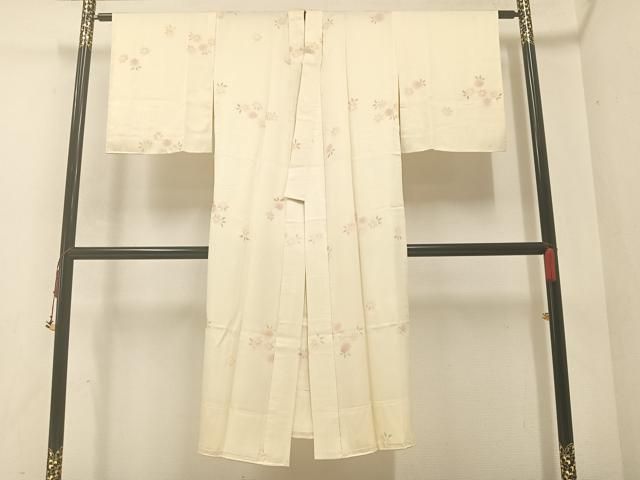 平和屋着物●長襦袢 無双仕立て 草花文 正絹 ♥ AABA8195ph
