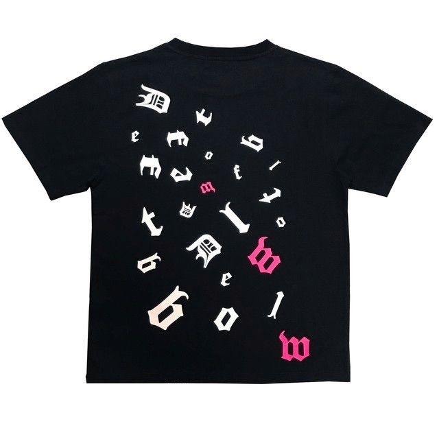 ポケットTシャツ　UネックDEFTブロックロゴ＆フクロウ　黒-1