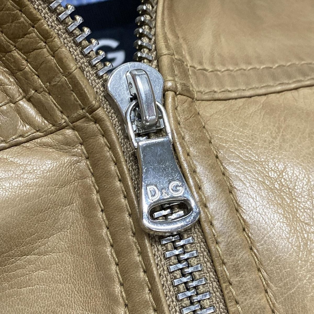 ディーアンドジー ライダースジャケット サイズ36 S レディース - ライトブラウン×アイボリー×マルチ 長袖 レザー ジップアップ 春 秋 SIROKUMA-CORPORATION_COM