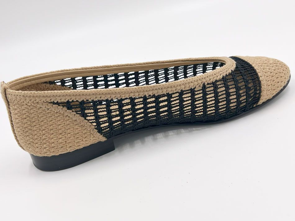 CHANE バレリーナ ベージュ×黒 CHANEL シャネル レディース バレリーナ フラット シューズ 靴