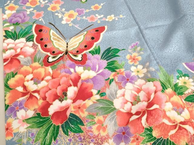 舞蝶牡丹文 金彩