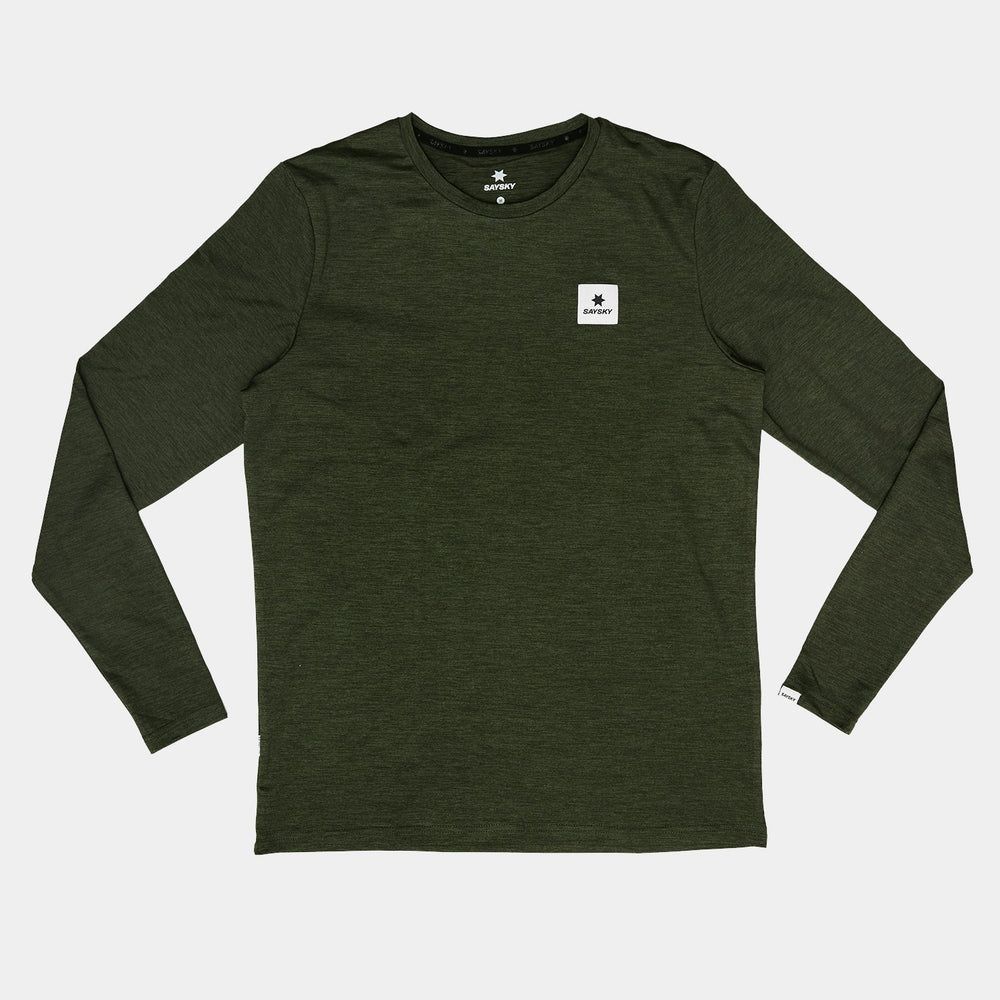 SAYSKY ランニングTシャツ ロングスリーブ OMRLS22c3001 Statement Pace Long Sleeve - Green メンズ