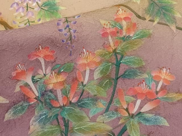 平和屋着物○紙芸創作者・横山優 和紙 訪問着 手描き 枝花文 暈し染め