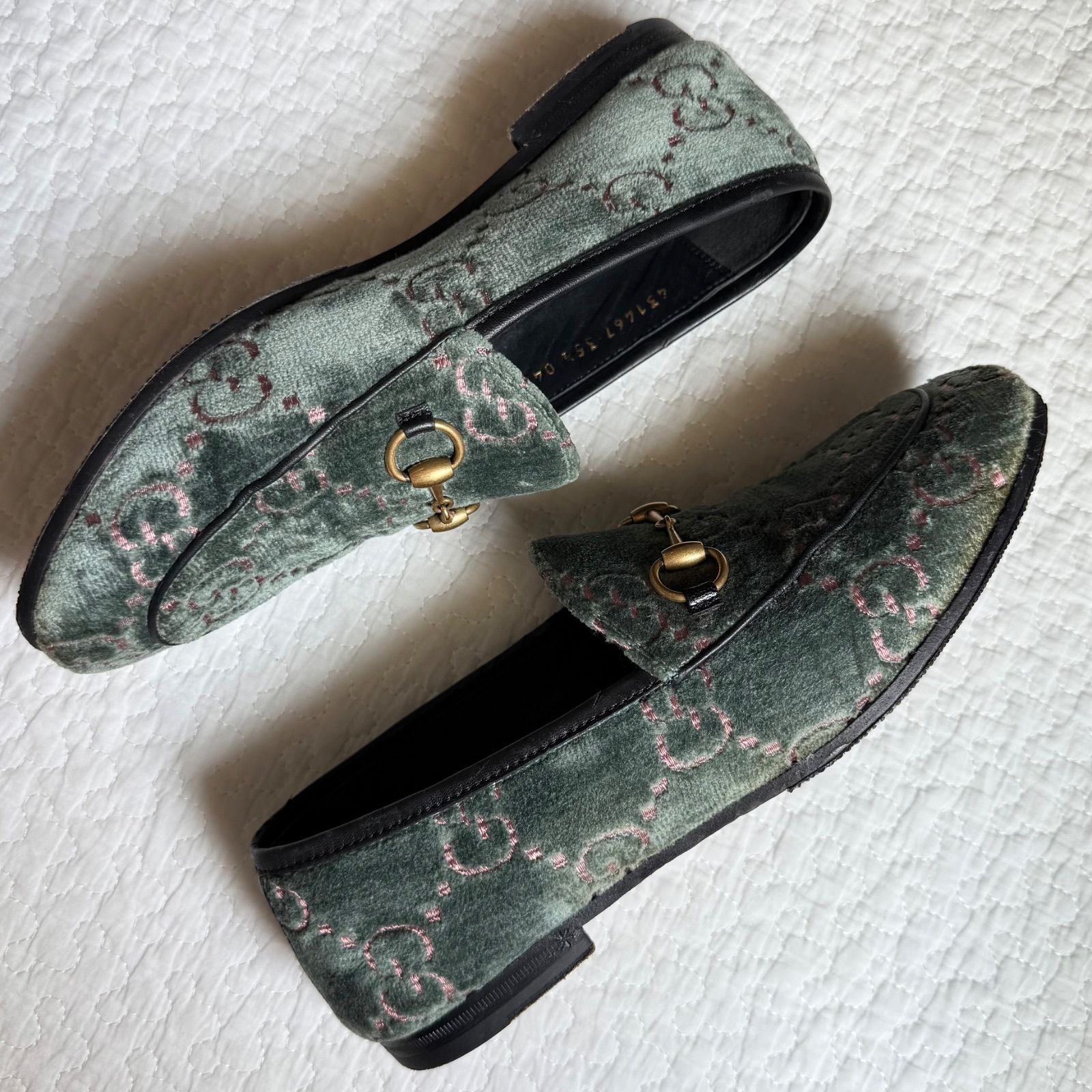 美品 GUCCI グッチ ヨルダーン GG柄 ホースビットローファー 