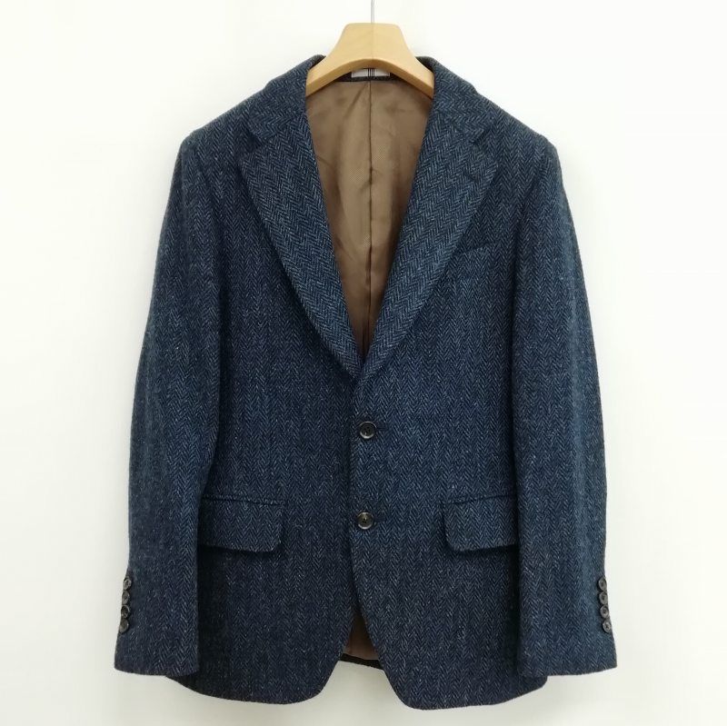 スーツセレクト ハリスツイード ネイビーヘリンボーン テーラードジャケット スーツセレクト SUIT SELECT HARRIS TWEED ハリスツイード 生地