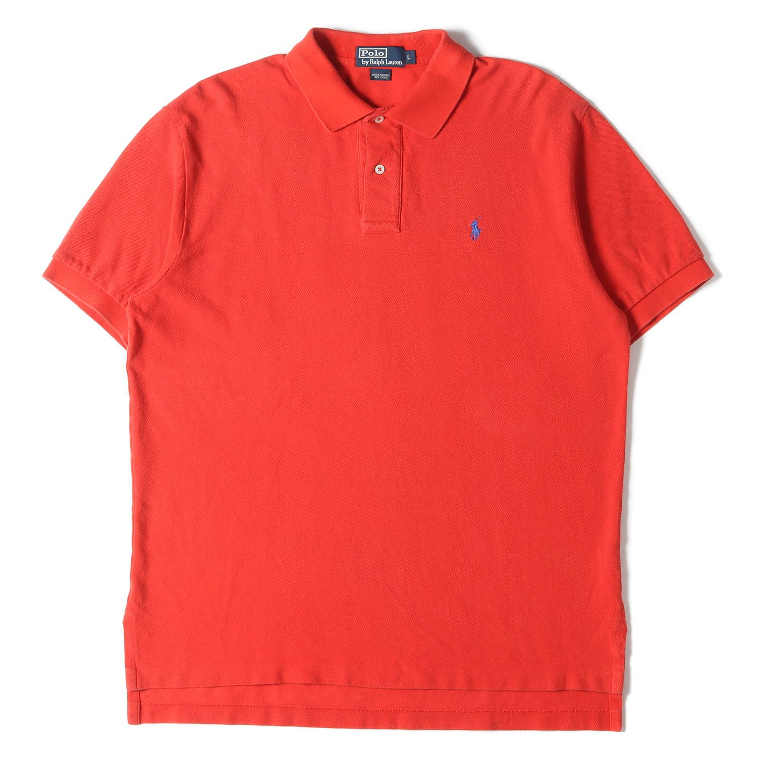 POLO Ralph Lauren ポロ ラルフローレン ポロシャツ サイズ:L ワンポイント 鹿の子 半袖 ポロシャツ 90s - 00s オールドラルフローレン ビッグサイズ レッド 赤 トップス カジュアル アメカジ 古着