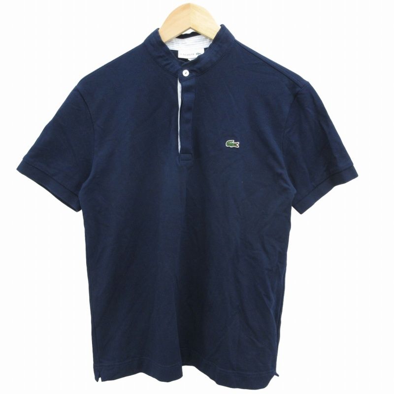 ラコステ LACOSTE ポロシャツ カットソー 半袖 襟なし ロゴ
