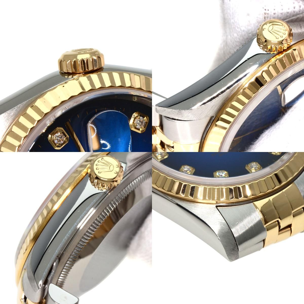 ROLEX ロレックス 16233G デイトジャスト 10P ダイヤモンド ブルーグラデーション 腕時計 SS SSxK18YG メンズ - メルカリ