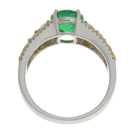 エメラルド ダイヤモンド フラワー リング K18 ホワイトゴールド WG  