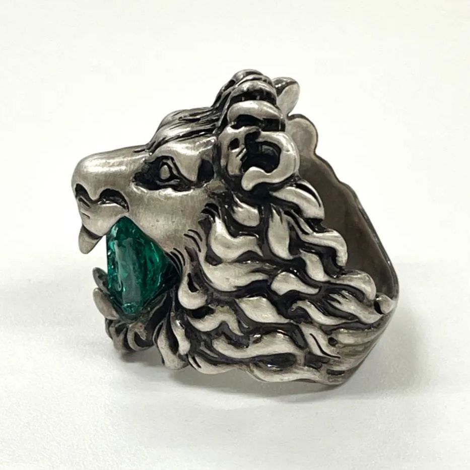 美品 GUCCI グッチ リング ライオンヘッド ストーン 19号相当 付属品 GUCCI - グッチ GUCCI ライオンヘッド レッドストーン付き